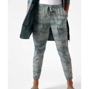 ATHLETA farallon joggers in green fog camo print size XL